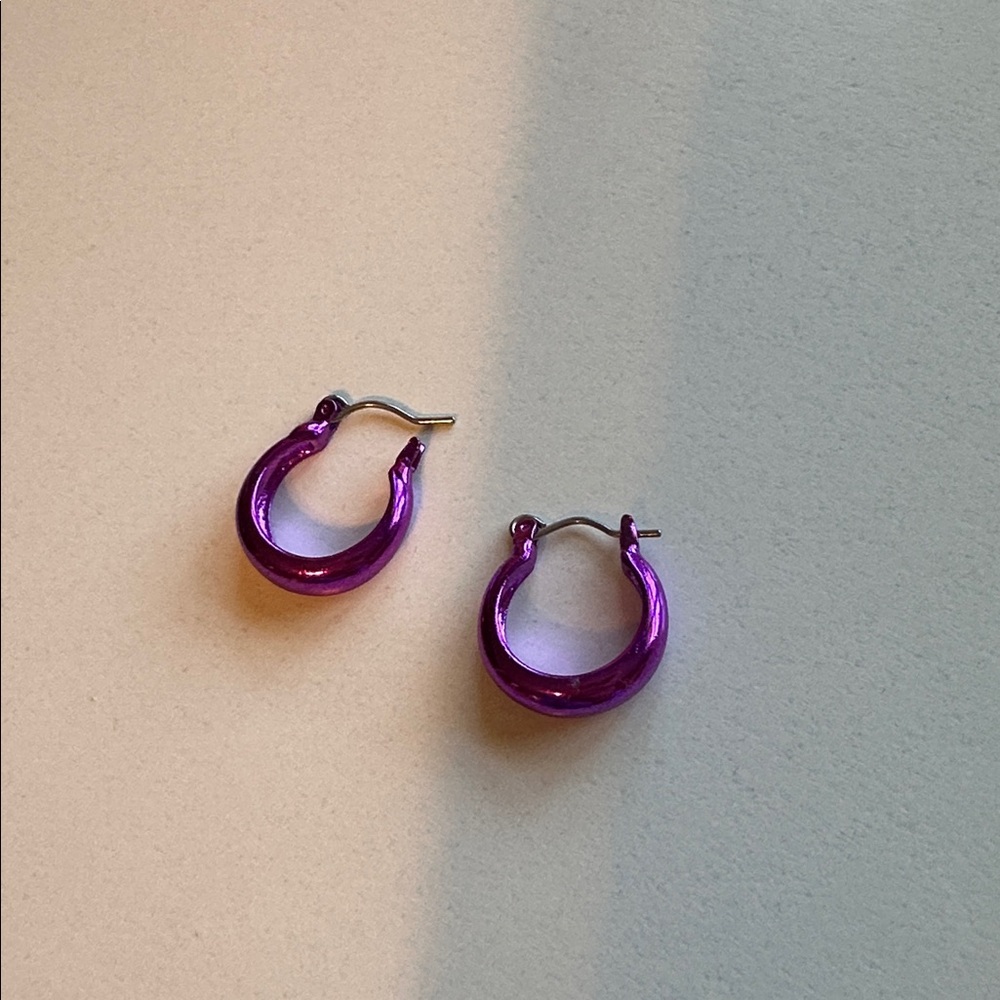 Vibrant Purple Hoop Earrings